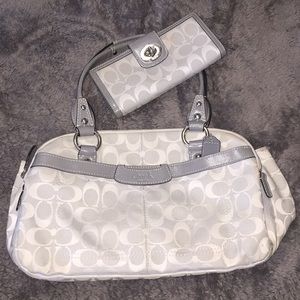 Gray Coach Purse w/ Matching Wallet